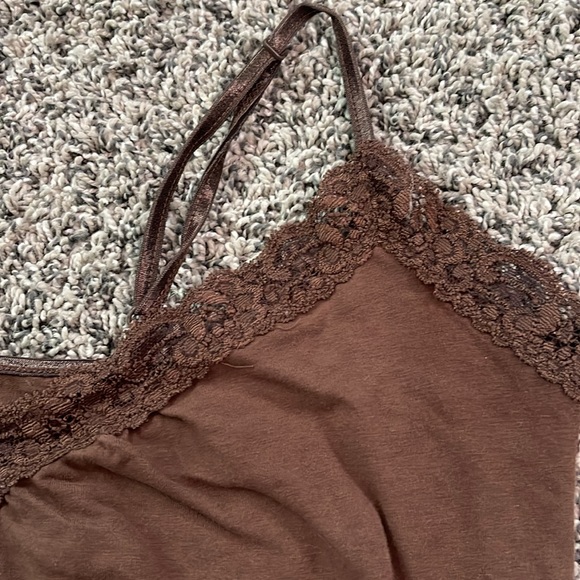brown tank with lace deep vneck size Medium - Picture 7 of 16